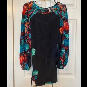Xhilaration long sleeve dress. XS. Navy with floral print.